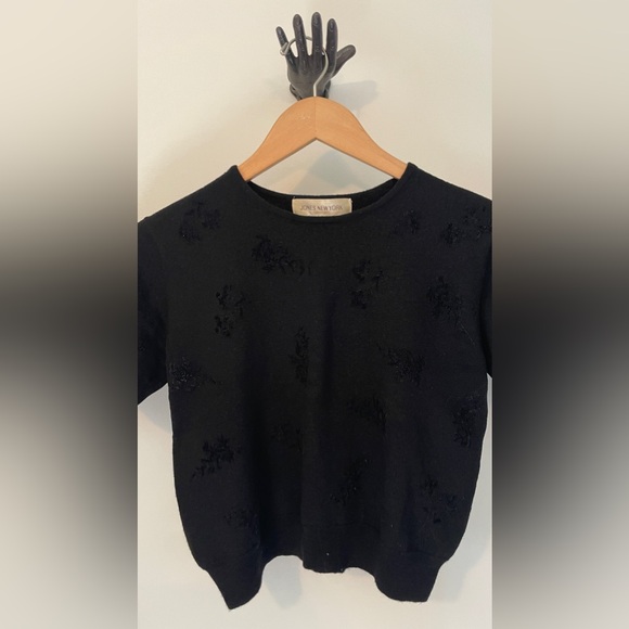 🔴SOLD~S/M Jones New York Merino Wool Crop 90’s knit black shirt. - Picture 3 of 7